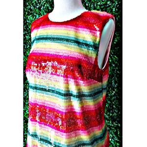 7. NWOT J.Crew Sleeveless top in watermelon-stripe sequins